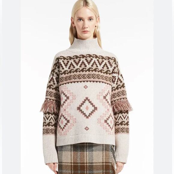 NWT MaxMara Weekend Schermo Wool Blend Jacquard Sweater Medium - Picture 2 of 4